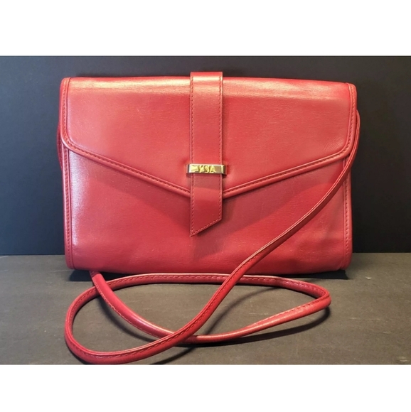 Vintage Yves Saint Laurent Red Leather Crossbody Bag - Picture 1 of 16